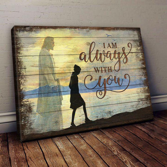 BY THE RIVERSIDE – I Am Always With You – Jesus Landscape Canvas Print Wall Art