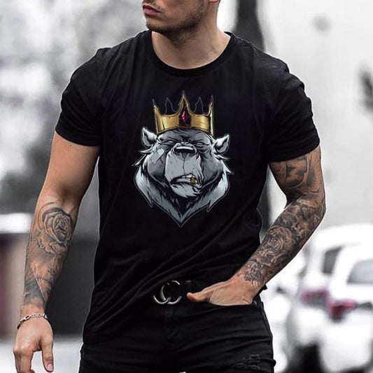Bear King short sleeve round neck T-shirt