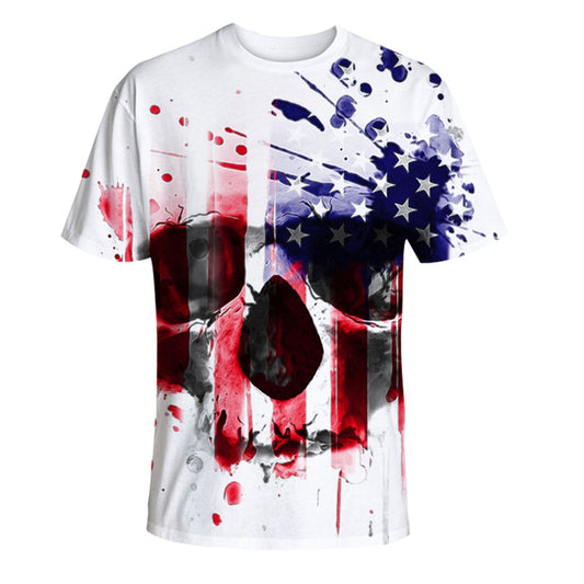 Independence Day crew neck skull print T-shirt