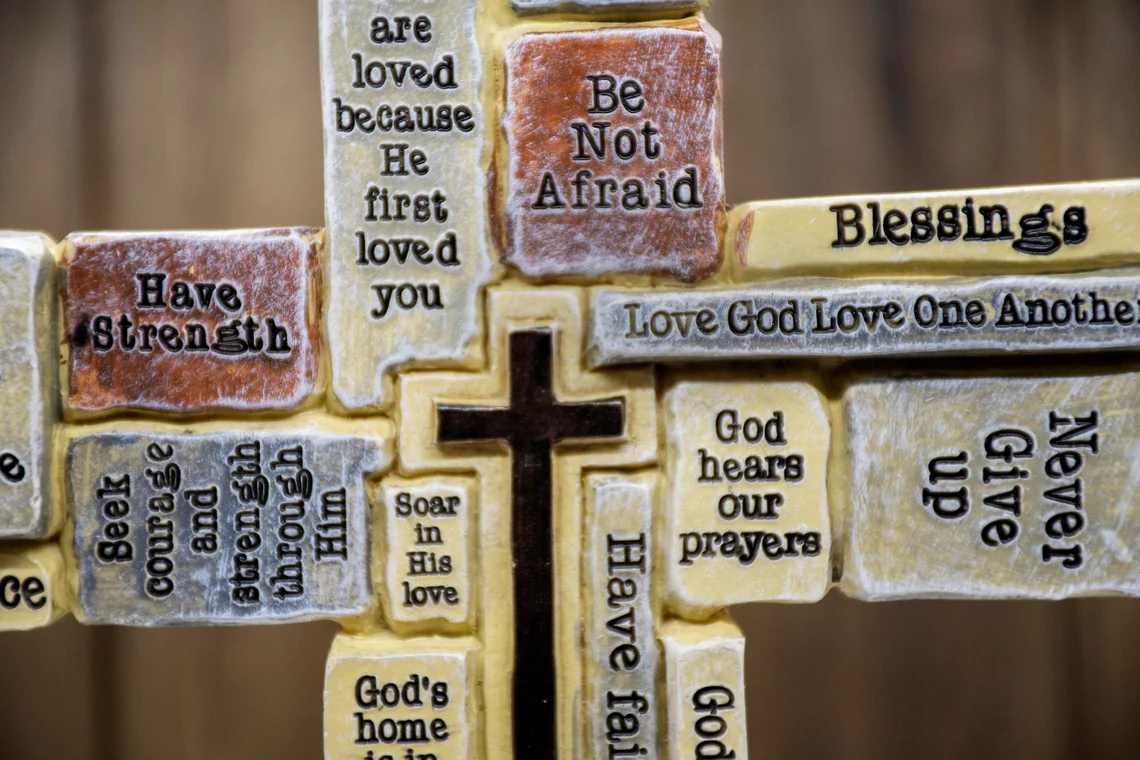 10" Words of Inspiration and Encouragement Standing Cross with Base
