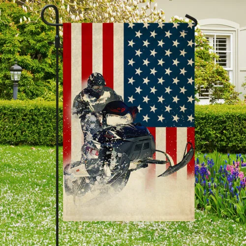 Snowmobile American Flag