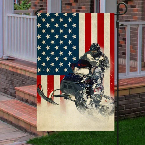 Snowmobile American Flag