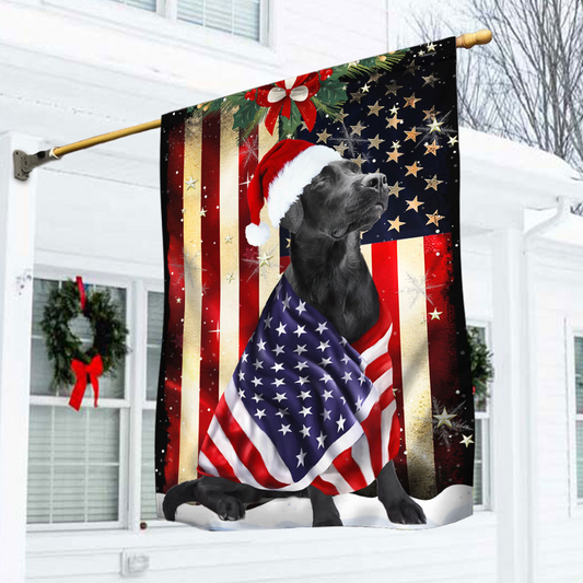 Black Labrador Retriever Flag Merry Christmas