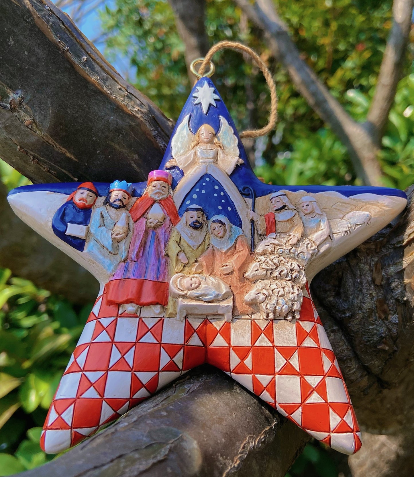 Heartwood Creek Nativity Star Stone Resin Hanging Ornament, 6”