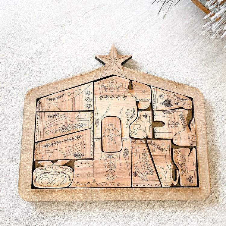 Jesus's Birth Religious Indoor Ornament Wooden Puzzle