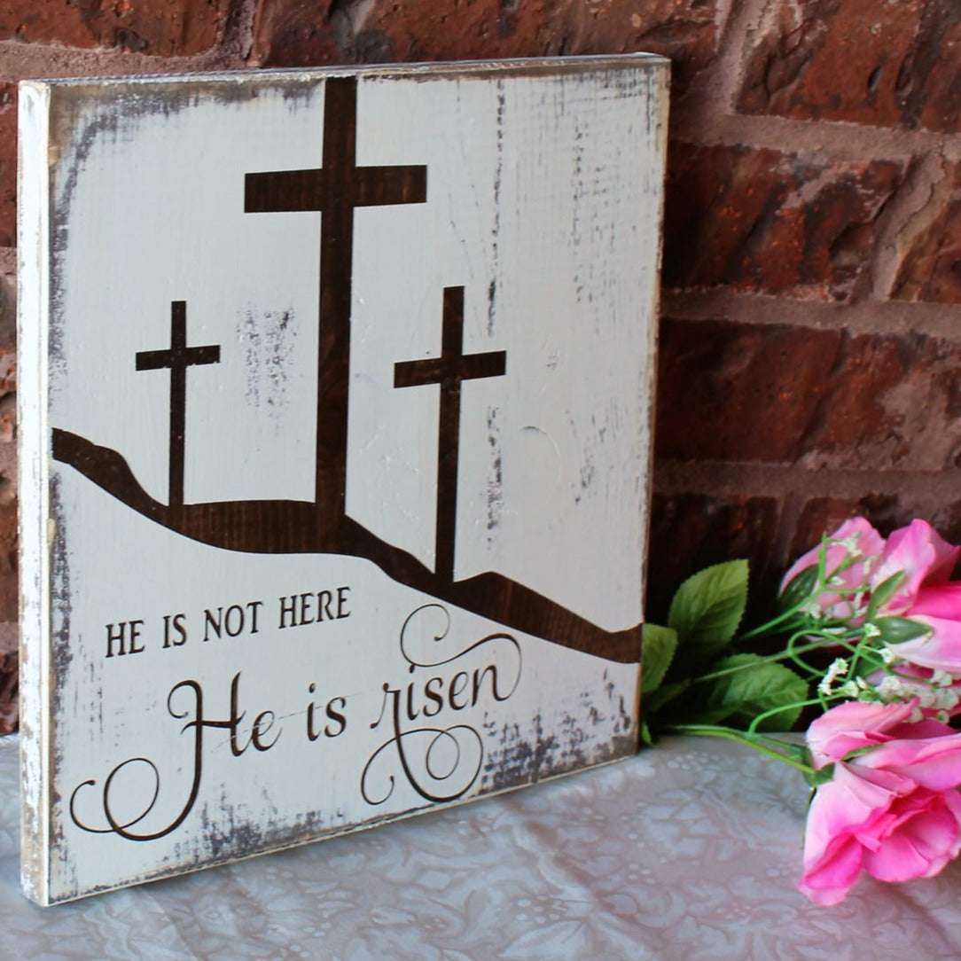 He Is Risen Wood Sign, Easter Wall Art