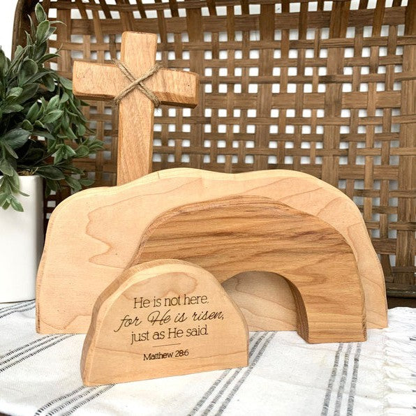 The Empty Tomb Easter Scene Wooden Decoration